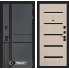 Входная дверь EVOLAB 01 - Беленый дуб, стекло черное