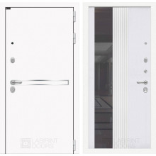 Входная дверь Лайн WHITE с Зеркалом 32 тонированным - Белый рельеф софт